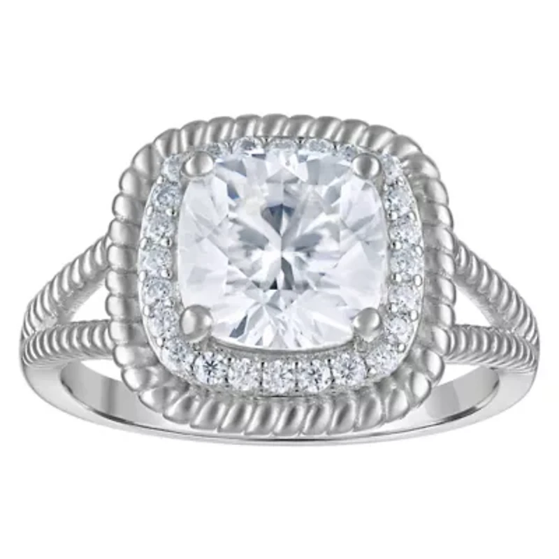 Lab Created Sterling Silver Moissanite Ring
