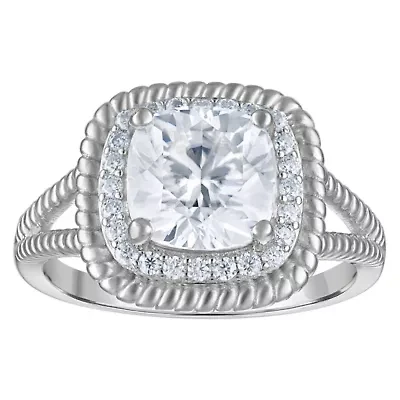 Lab Created Sterling Silver Moissanite Ring