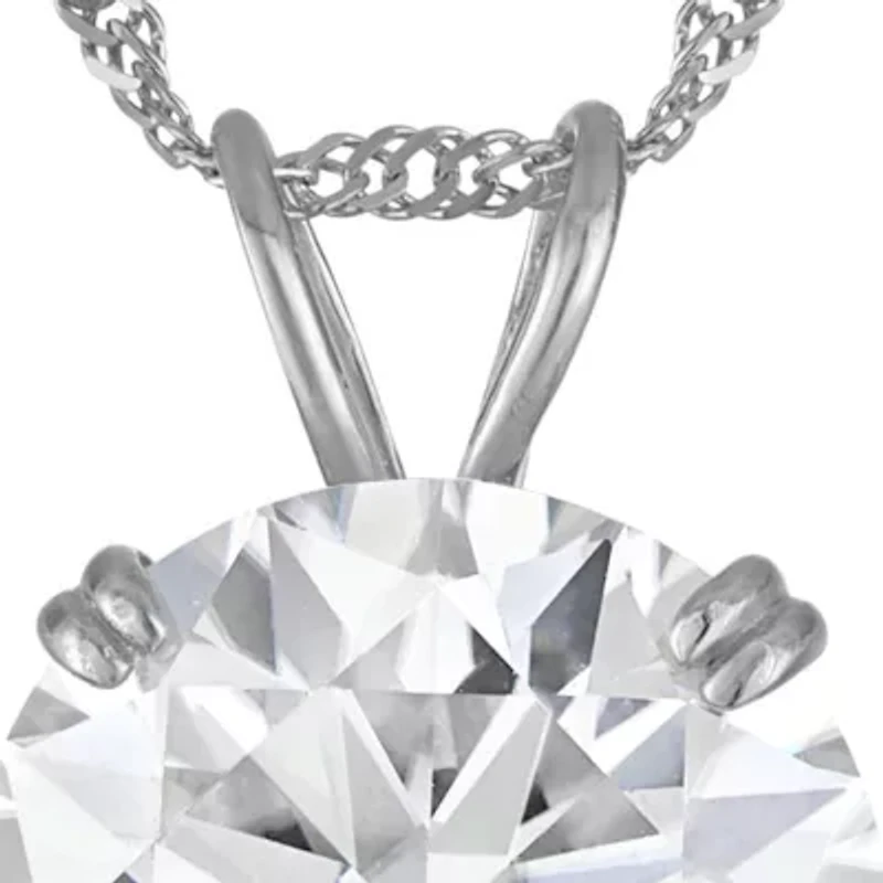 Lab Created 14K Gold CT Round Cut Moissanite Solitaire Pendant