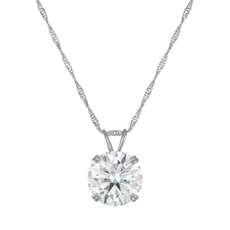 Lab Created 14K Gold CT Round Cut Moissanite Solitaire Pendant