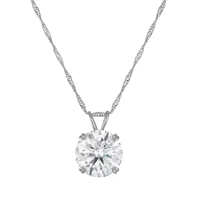 Lab Created 14K Gold CT Round Cut Moissanite Solitaire Pendant