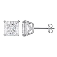 Lab Created 14K Gold 3 CT Princess Cut Moissanite Solitaire Stud Earrings