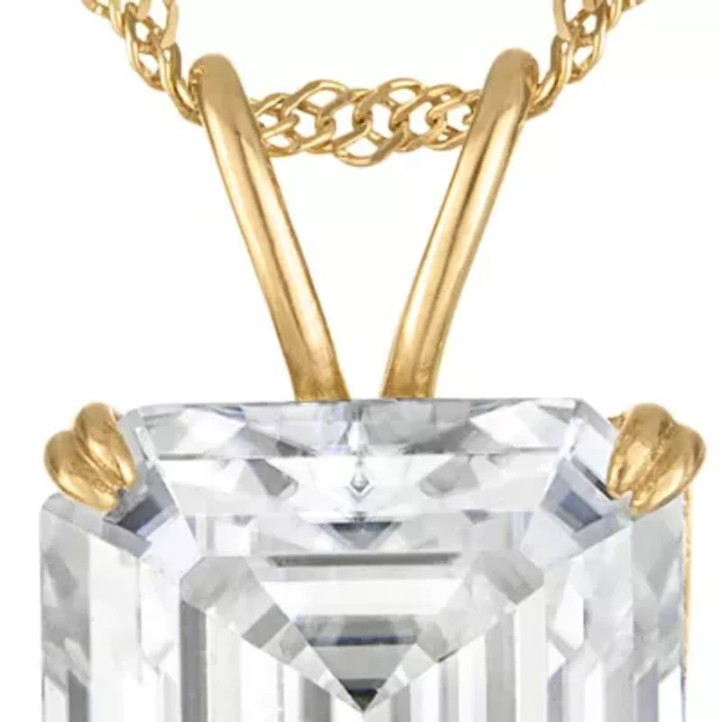 Lab Created 14K Gold 3.5 CT Emerald Cut Created Moissanite Solitaire Pendant