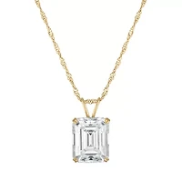 Lab Created 14K Gold 3.5 CT Emerald Cut Created Moissanite Solitaire Pendant