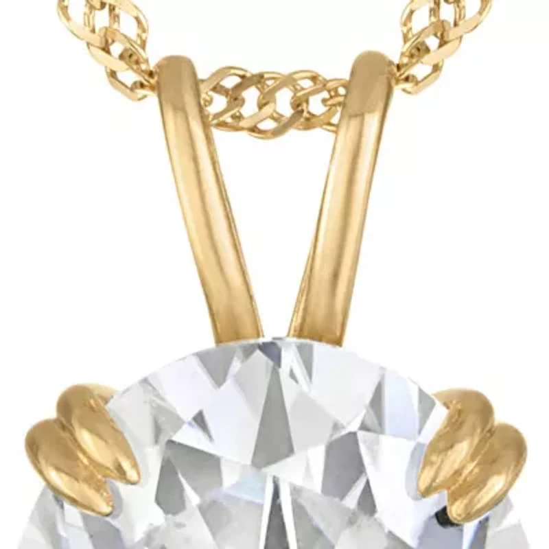 Lab Created 14K Gold 2.75 CT Oval Cut Created Moissanite Solitaire Pendant