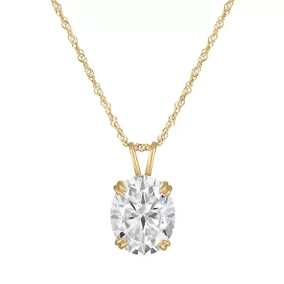 Lab Created 14K Gold 2.75 CT Oval Cut Created Moissanite Solitaire Pendant