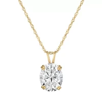 Lab Created 14K Gold 2.75 CT Oval Cut Created Moissanite Solitaire Pendant