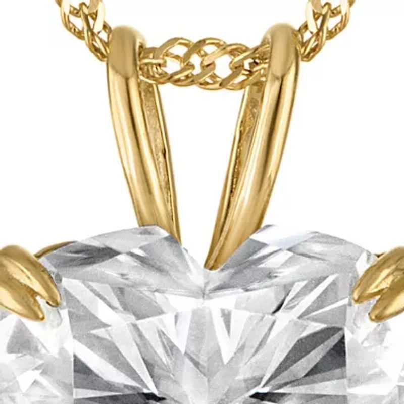 Lab Created 14K Gold 2.5 CT Heart Cut Created Moissanite Solitaire Pendant