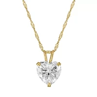 Lab Created 14K Gold 2.5 CT Heart Cut Created Moissanite Solitaire Pendant