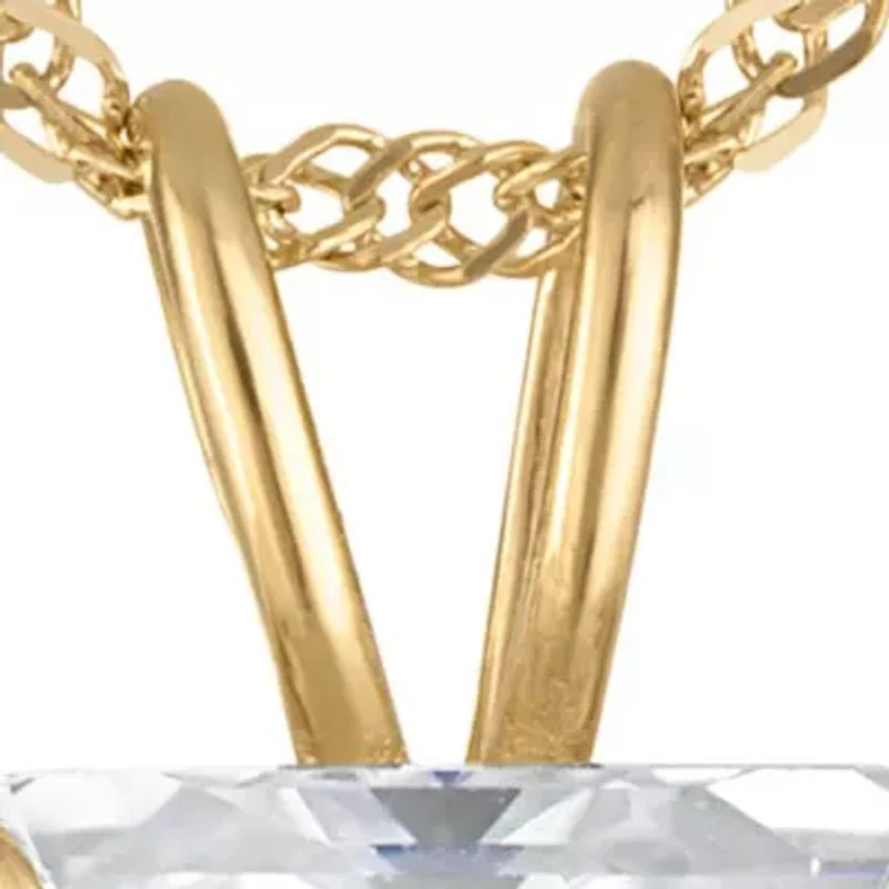 Lab Created 14K Gold 2.85 CT Asscher Cut Created Moissanite Solitaire Pendant