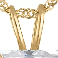 Lab Created 14K Gold 2.85 CT Asscher Cut Created Moissanite Solitaire Pendant
