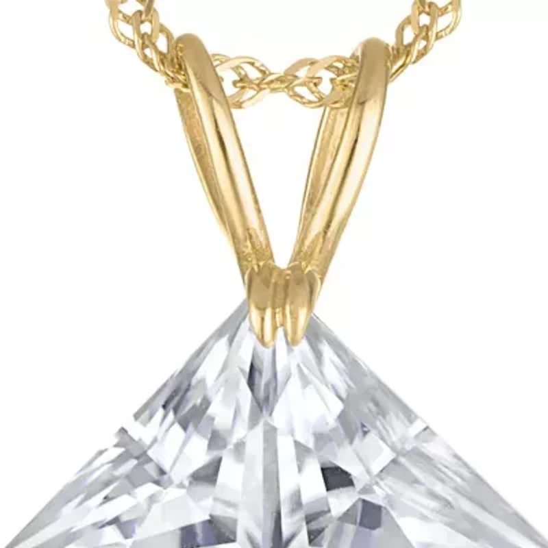 Lab Created 14K Gold 2.5 CT Princess Cut Created Moissanite Solitaire Pendant