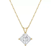 Lab Created 14K Gold 2.5 CT Princess Cut Created Moissanite Solitaire Pendant