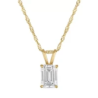 Lab Created 14k Yellow Gold 1 cttw Lab-Grown Emerald Diamond Solitaire Pendant