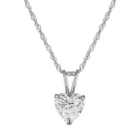 Lab Created 14k Gold 1 cttw Lab-Grown Heart Diamond Solitaire Pendant