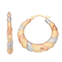 14K Tri Gold Hoop Earrings