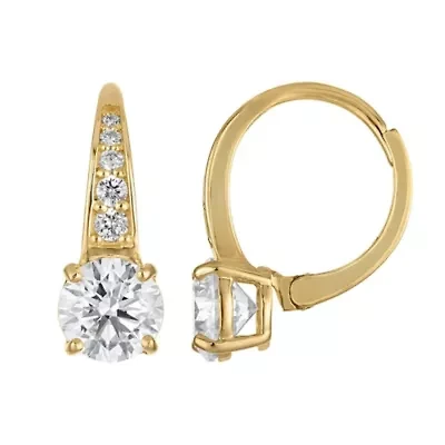 Lab Created 14k Yellow Gold 2.25 cttw Lab-Grown Diamond Leverback Earrings