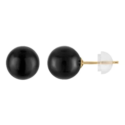10K Gold Black Onyx Bead Stud