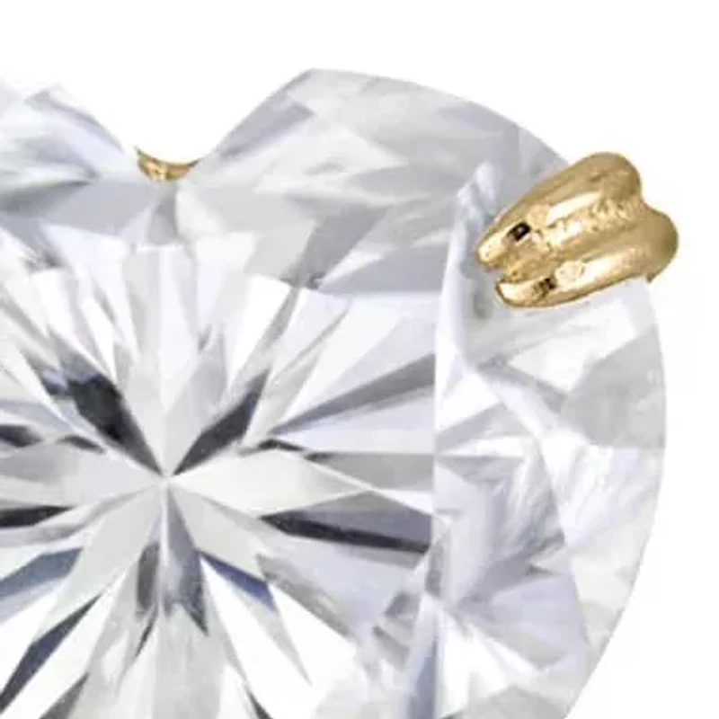 Lab Created 14K Gold 2.75 CT Heart Cut Created Moissanite Solitaire Stud Earrings