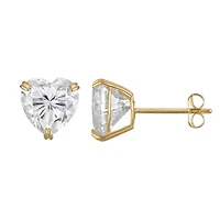 Lab Created 14K Gold 2.75 CT Heart Cut Created Moissanite Solitaire Stud Earrings