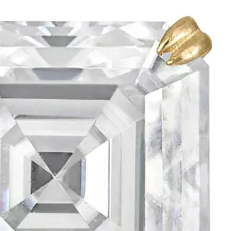 Lab Created 14K Gold 3 CT Asscher Cut Created Moissanite Solitaire Stud Earrings