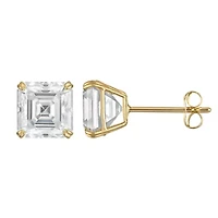 Lab Created 14K Gold 3 CT Asscher Cut Created Moissanite Solitaire Stud Earrings