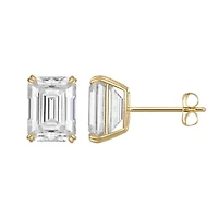 Lab Created 14K Gold 3.5 CT Emerald Cut Created Moissanite Solitaire Stud Earrings
