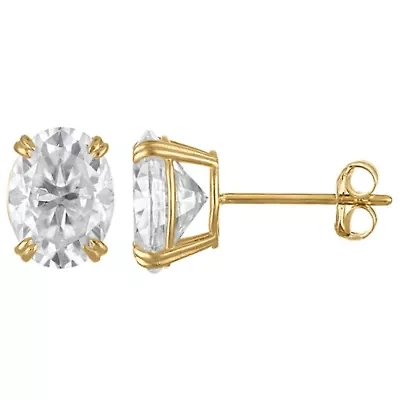 Lab Created 14K Gold 2.5 CT Oval Cut Created Moissanite Solitaire Stud Earrings