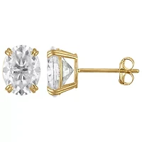 Lab Created 14K Gold 2.5 CT Oval Cut Created Moissanite Solitaire Stud Earrings