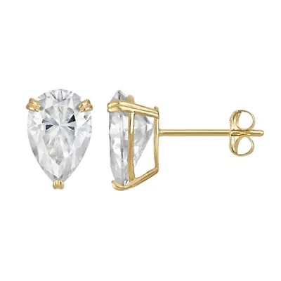 Lab Created 14K Gold 2.5 CT Pear Cut Created Moissanite Solitaire Stud Earrings