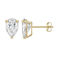 Lab Created 14K Gold 2.5 CT Pear Cut Created Moissanite Solitaire Stud Earrings