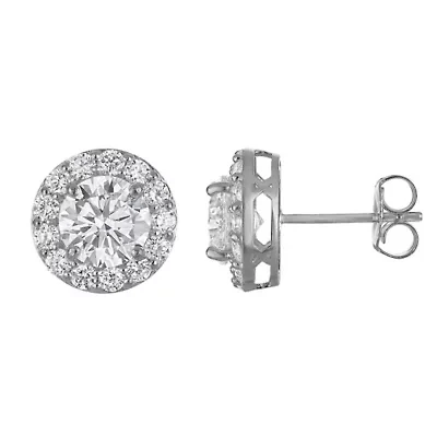 Lab Created 14K Gold 2.75 cttw Lab-Grown Diamond Round Halo Stud Earrings