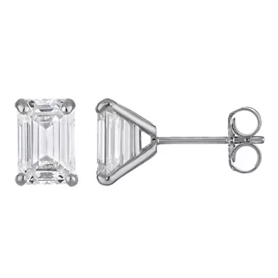 Lab Created 14K 2Ct Lab Grown Diamond Emerald Cut Earrings