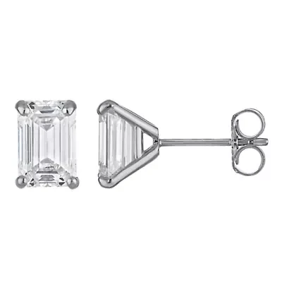 Lab Created 14K 2Ct Lab Grown Diamond Emerald Cut Earrings