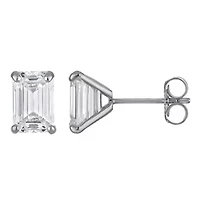 Lab Created 14K 2Ct Lab Grown Diamond Emerald Cut Earrings