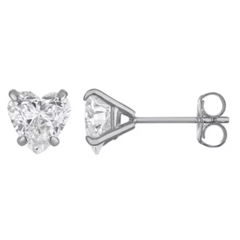 Lab Created 14K 2Ct Lab Grown Diamond Heart Cut Earrings