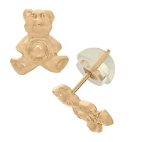 14Kt Gold Kid's Teddy Bear Stud Earrings