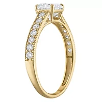 Lab Created 14k Yellow Gold 1.35 cttw Lab-Grown Diamond Asscher Cut Engagement Ring