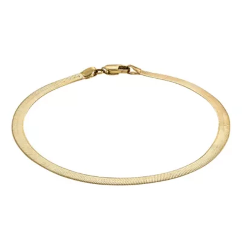 10Kt Gold Men's 2.3mm Herringbone Chain Bracelet