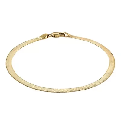 10Kt Gold Men's 2.3mm Herringbone Chain Bracelet