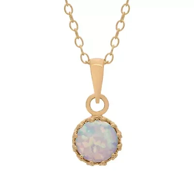 Lab Created Gold Plated Silver Created Opal Pendant