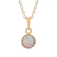 Lab Created Gold Plated Silver Created Opal Pendant
