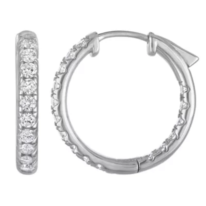 Lab Created Sterling Silver Lab Grown Diamond Hoop Earrings