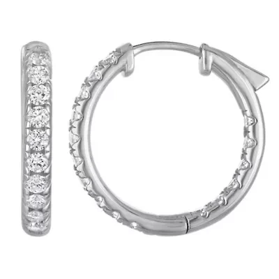 Lab Created Sterling Silver Lab Grown Diamond Hoop Earrings
