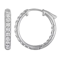 Lab Created Sterling Silver Lab Grown Diamond Hoop Earrings