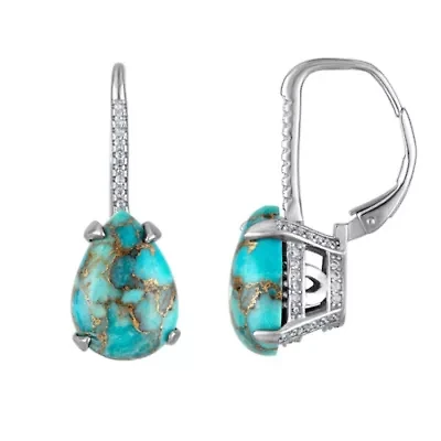 Sterling Silver Copper Turquiose Blue Powder With  Lvbk Earring