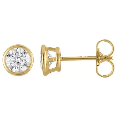 Lab Created Sterling Silver 1Ct Lab Grown Diamond Bezel Earrings