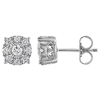 Lab Created Sterling Silver 0.5Ct Lab Grown Diamond Cluster Earrings