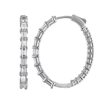 Lab Created Sterling Silver Lab Grown Diamond Hoop Earrings