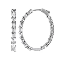 Lab Created Sterling Silver Lab Grown Diamond Hoop Earrings